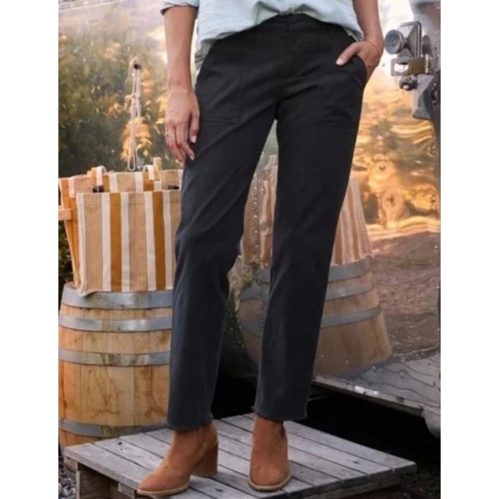 Frank & Eileen Blackrock Cotton Twill Utility Pant Black Washed Sz 6
